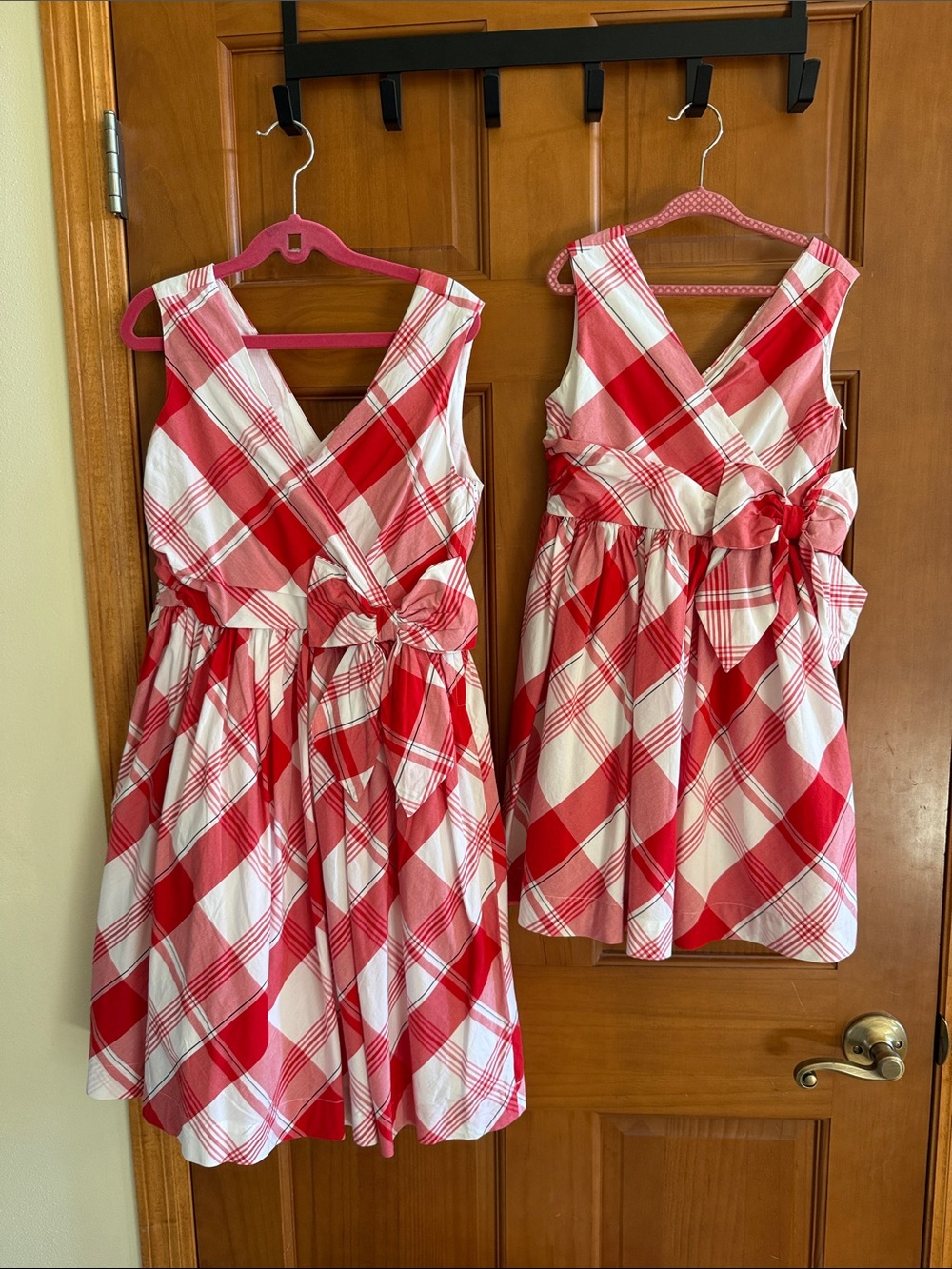Janie and Jack Red and White Plaid Wrap Dress with Waist Bow